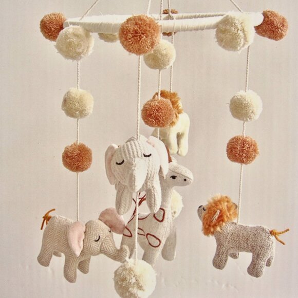 NEW Crane Baby Safari Ceiling Nursery Mobile Elephant Giraffe Lion Handmade - Picture 2 of 11